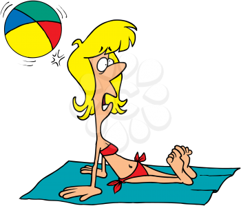Royalty Free Clipart Image of a Woman Getting His on the Head By a Beach Ball