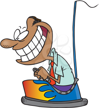 Royalty Free Clipart Image of a Man in a Bumper Car