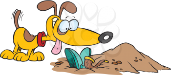 Royalty Free Clipart Image of a Dog Burying Things
