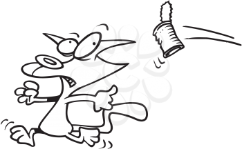 Royalty Free Clipart Image of a Cat Running From a Can