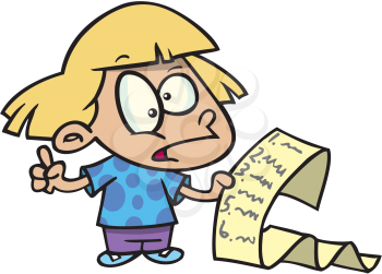 Royalty Free Clipart Image of a Girl With a List