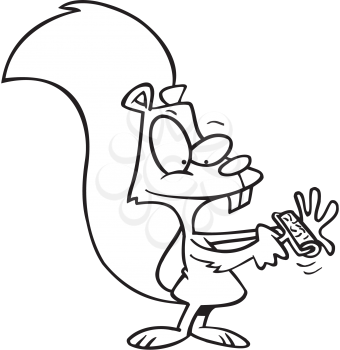 Royalty Free Clipart Image of a Squirrel With a Lint Brush