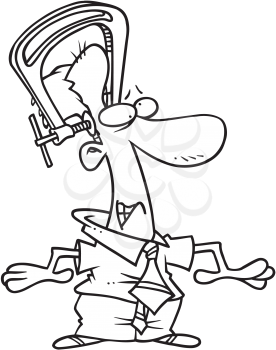 Royalty Free Clipart Image of a Man With a Vice on His Head