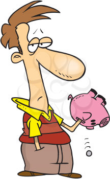 Royalty Free Clipart Image of a Man With an Empty Piggybank