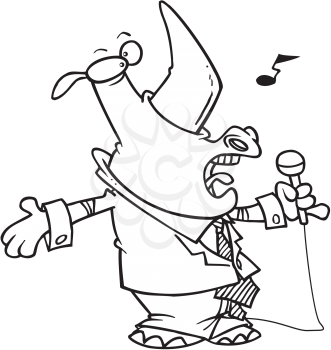 Royalty Free Clipart Image of a Singing Rhino