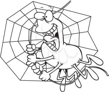 Royalty Free Clipart Image of a Spider Spinning a Web