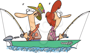 Royalty Free Clipart Image of a Couple Fishing