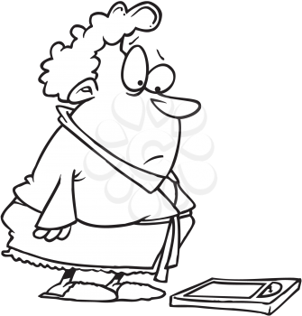 Royalty Free Clipart Image of a Woman Looking at Bathroom Scales