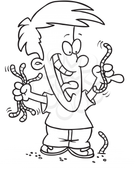 Royalty Free Clipart Image of a Boy With Worms