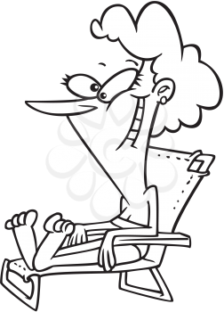 Royalty Free Clipart Image of a Woman in a Beach Chair