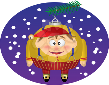 Royalty Free Clipart Image of an Elf Christmas Ornament