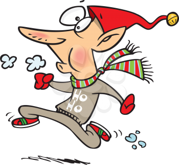 Royalty Free Clipart Image of an Elf Running