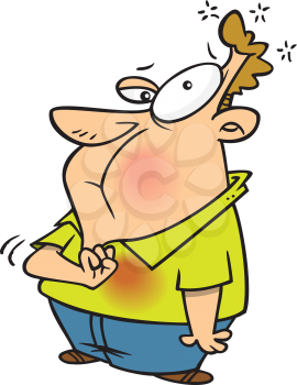 Royalty Free Clipart Image of a Man With Heartburn