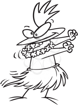 Royalty Free Clipart Image of a Chicken Hulu Dancing