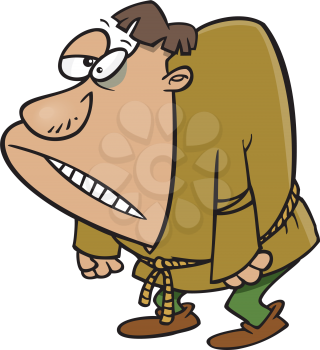 Royalty Free Clipart Image of a Hunchbacked Man