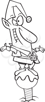 Royalty Free Clipart Image of a Elf Standing on the North Pole