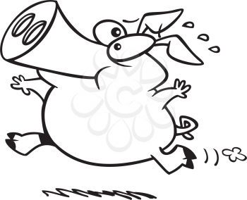 Royalty Free Clipart Image of a Running Pig