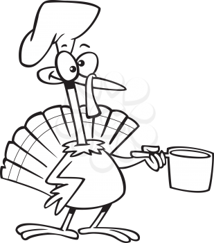 Royalty Free Clipart Image of a Turkey With a Pot