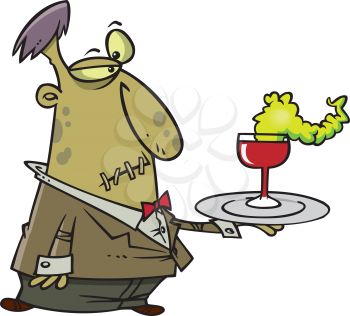 Royalty Free Clipart Image of a Creepy Waiter