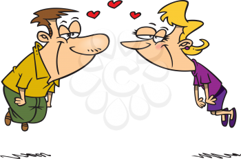 Royalty Free Clipart Image of a Couple Floating in Love