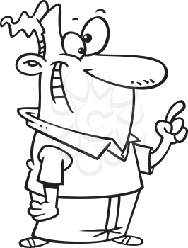 Royalty Free Clipart Image of a Guy With His Index Finger Raised
