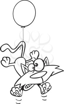 Royalty Free Clipart Image of a Cat With a Balloon