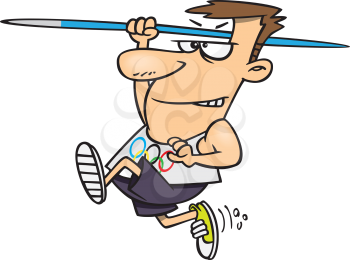 Royalty Free Clipart Image of a Man Holding a Javelin