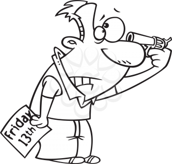 Royalty Free Clipart Image of a Man Holding a Gun to His Head