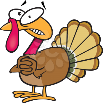 Royalty Free Clipart Image of a Nervous Turkey