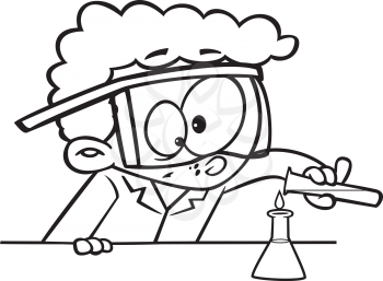 Royalty Free Clipart Image of a Little Boy Doing an Experiment