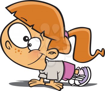 Royalty Free Clipart Image of a Girl Doing Pushups