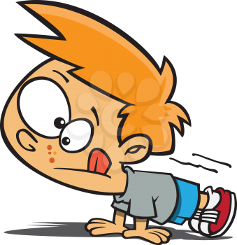 Royalty Free Clipart Image of a Boy Doing Pushups