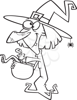 Royalty Free Clipart Image of a Witch Brewing a Potion