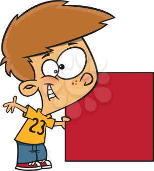 Royalty Free Clipart Image of a Boy Holding a Square