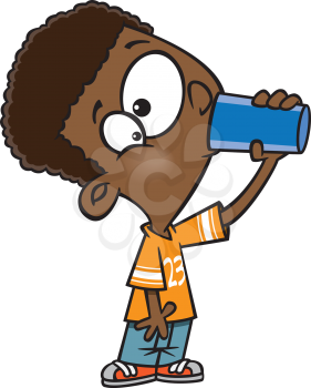 Royalty Free Clipart Image of a Boy Drinking