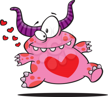 Royalty Free Clipart Image of a Monster With a Heart on Its Chest