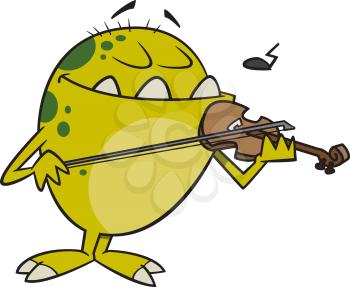 Royalty Free Clipart Image of a Monster Playing a Violin