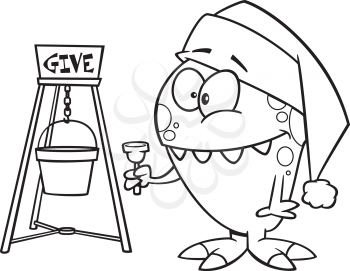 Royalty Free Clipart Image of a Monster Collecting Donations