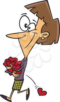 Royalty Free Clipart Image of a Lady Holding Hearts