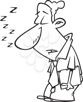 Royalty Free Clipart Image of a Sleepy Man