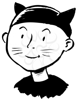 Royalty Free Clipart Image of a Boy in a Cat Costume