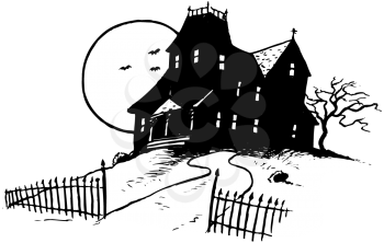 Royalty Free Clipart Image of a Haunted House