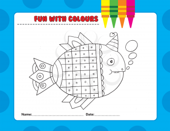 Royalty Free Clipart Image of a Colouring Page of a Party Fish