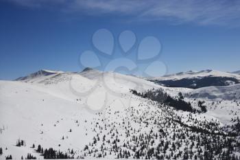 Snow covered mountain range in Colorado.