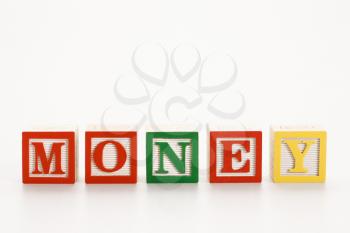 Royalty Free Photo of Alphabet Toy Building Blocks Spelling The Word Money