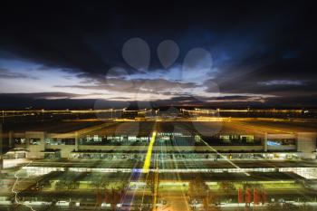 Above view of Melbourne, Australia airport at night