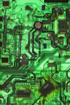 Royalty Free Photo of a Green Circuit Board Detail