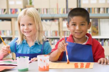 Royalty Free Photo of Two Children in Art Class