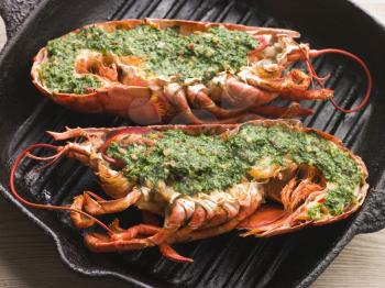 Royalty Free Photo of Lobster Half Grilled With Garlic and Parsley Butter