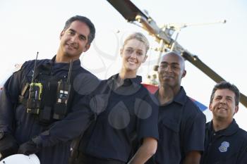 Royalty Free Photo of Paramedics in Front of an Air Ambulance